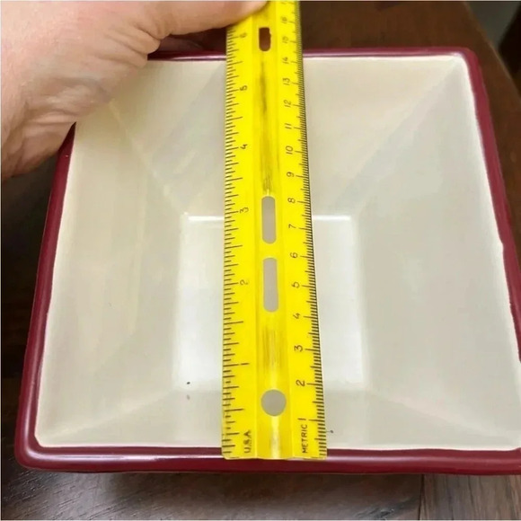 St. Nicholas Square Yuletide 6x6 square snack dish. Hand painted w/snowmen NWOT - Picture 8 of 8